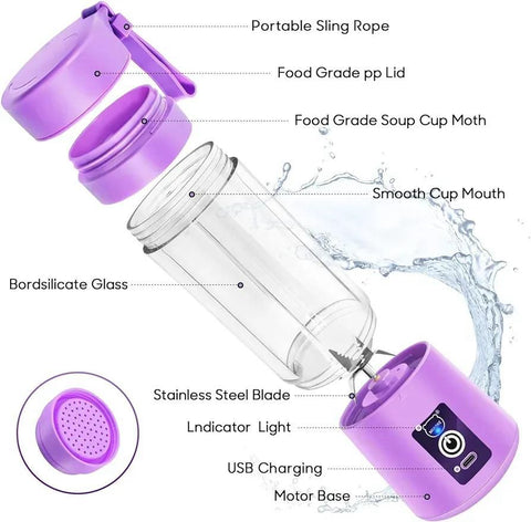 Portable Electric USB Rechargeable Juice Blender Bottle | Mini Smoothie & Shake Maker